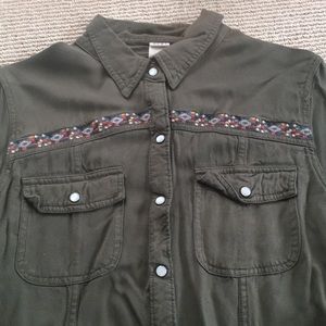 Roxy Olive Button Down